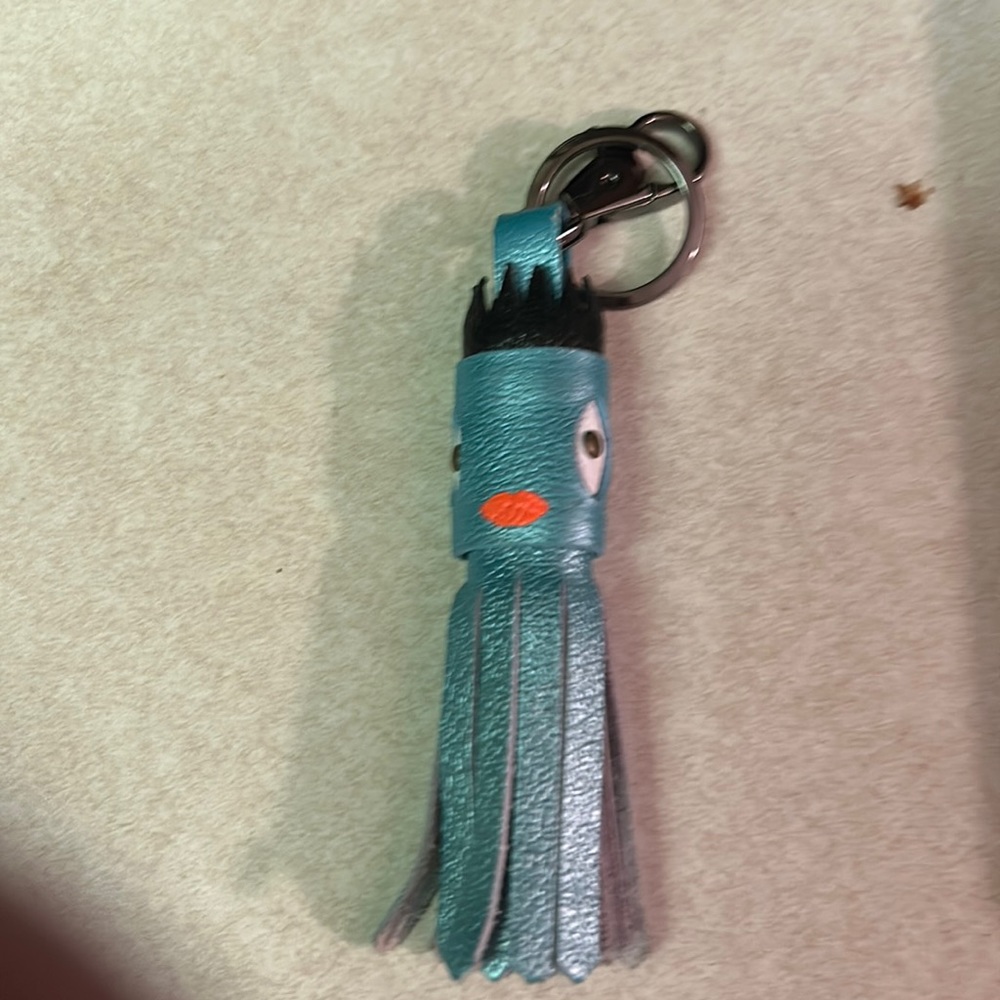 NWT Sterling shiny blue green leather squid charm or bag charm.